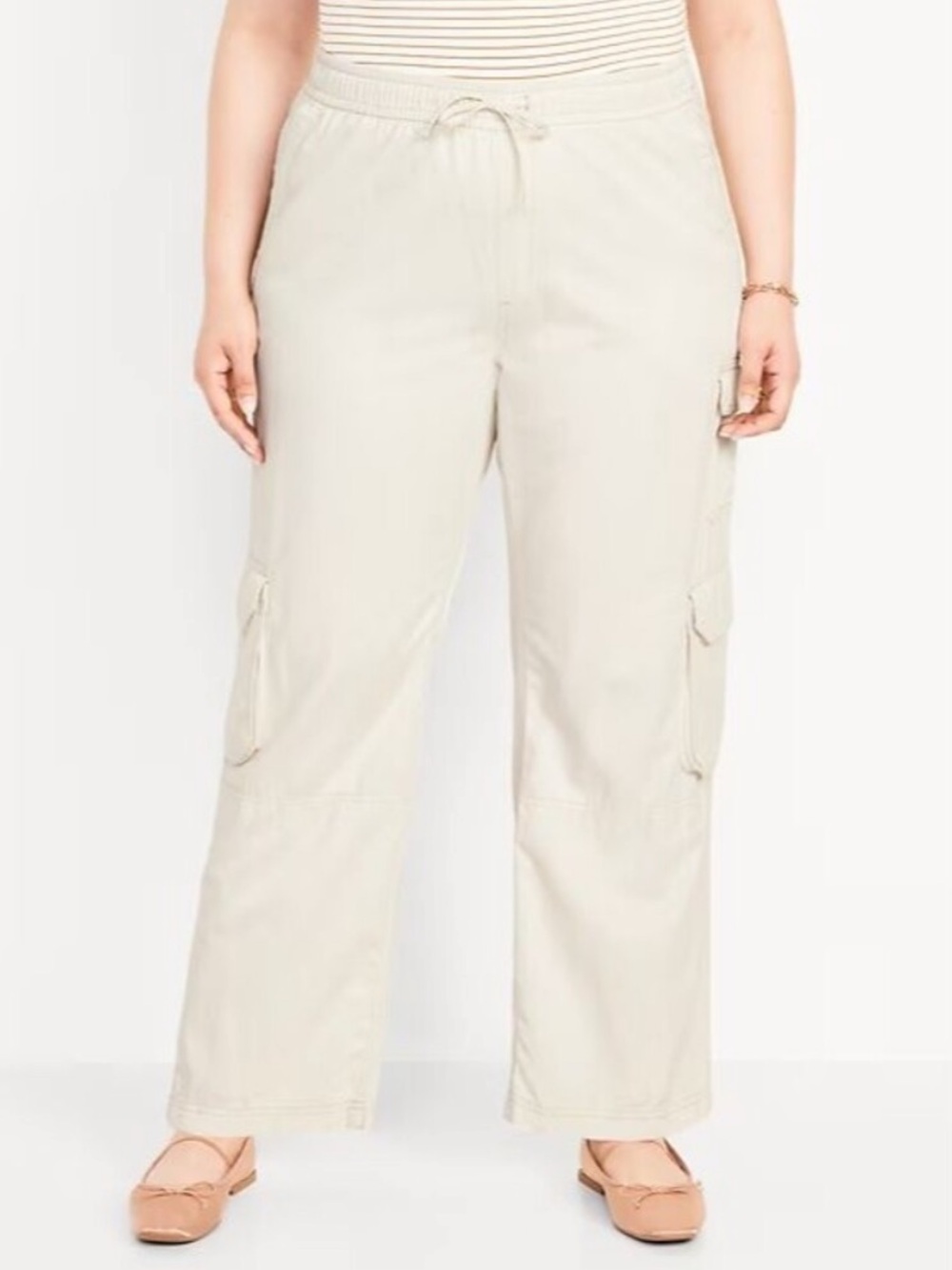 Mid Rise Wide Leg Comfort Waistband Drawstring Caro Pants